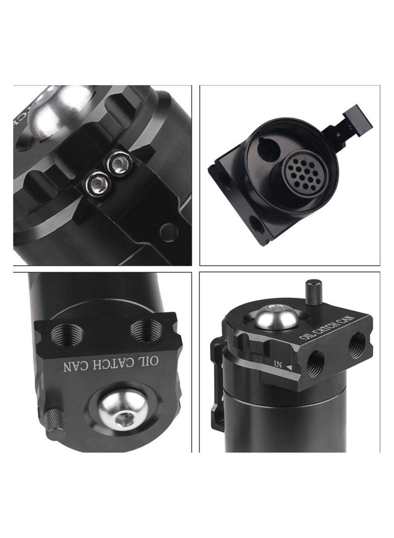 No branded Oil Catch Can Tank Kit with Breather 300ml Aluminum Polish Engine Air Oil Separator Tank Reservoir Kit Universal (Black) - Image 5