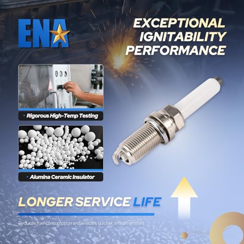 ENA شمعات الإشعال ENA روثينيوم لـ 95125 LFER7BHX 06K905601B متوافقة مع فولكس فاجن جيتا بيتل جولف GTI باسات وأودي A3 A4 A5 A6 allroad كواترو Q5 Q7 1.8L 2.0L L4 مجموعة من 4 - Image 3