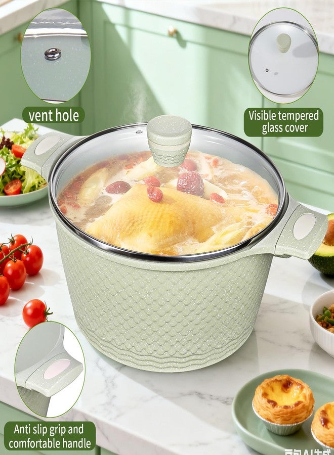 Xuanying 6 Quart Nonstick Stock Pot with Lid - Granite Coating Soup Pot Cookware, PFOA Free & Super Easy to Clean, Green - Image 5