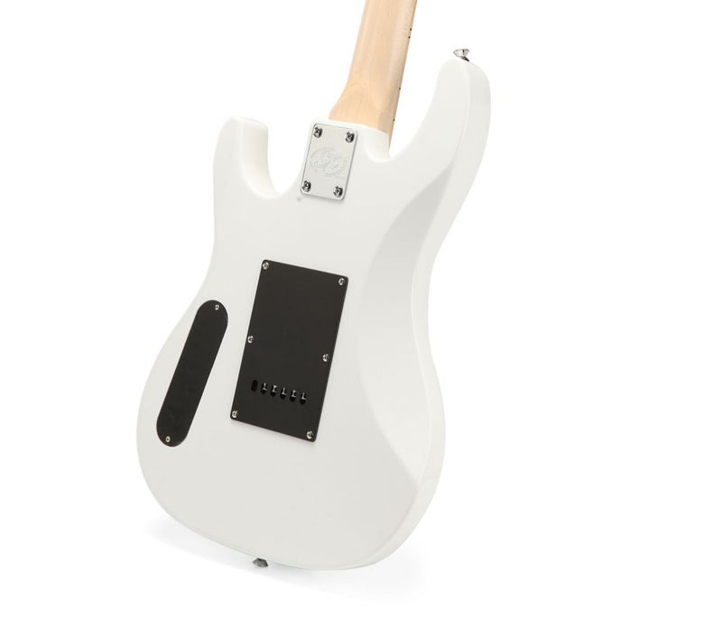 SX Guitar Hawk Semi Hollowbody SE Mini Electric Guitar - White - Image 1