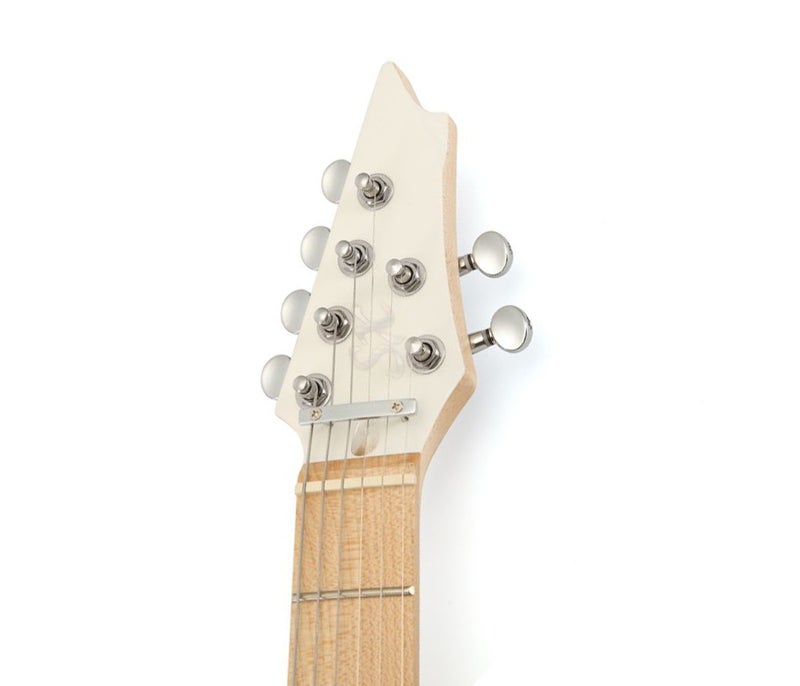 SX Guitar Hawk Semi Hollowbody SE Mini Electric Guitar - White - Image 5