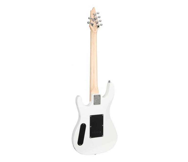 SX Guitar Hawk Semi Hollowbody SE Mini Electric Guitar - White - Image 4