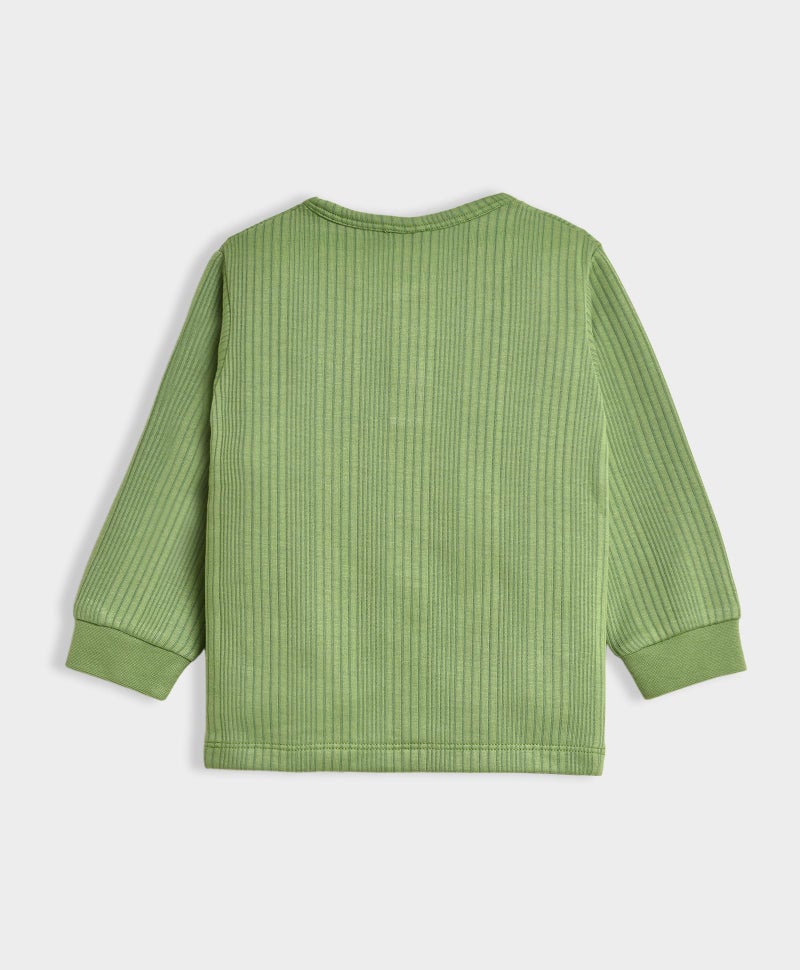 Mi Arcus Solid Knitted Green Fullsleeves Thermal Top with Pyjama Set for Baby Boys Girls Kids 5-6 Years - Image 3