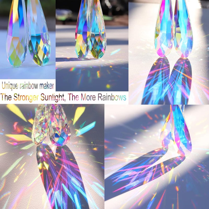 Pedobo Crystals Teardrop Prisms Suncatcher Hanging Ornament Rainbow Maker for Home,Garden Decoration (Colorful Blue) - Image 4