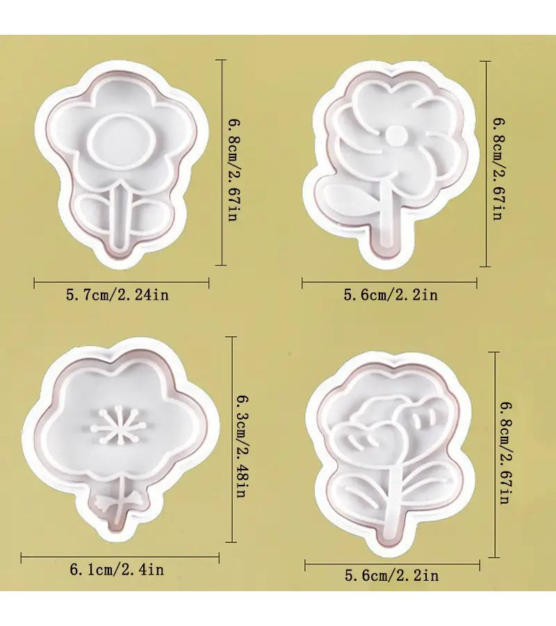 Plastic Flower Cookie Mold Set 4pcs Spring Pressing Easy Demolding - Image 3