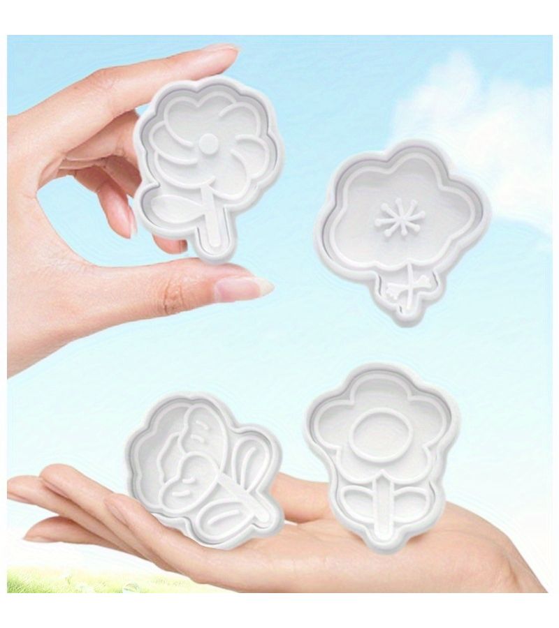 Plastic Flower Cookie Mold Set 4pcs Spring Pressing Easy Demolding - Image 5