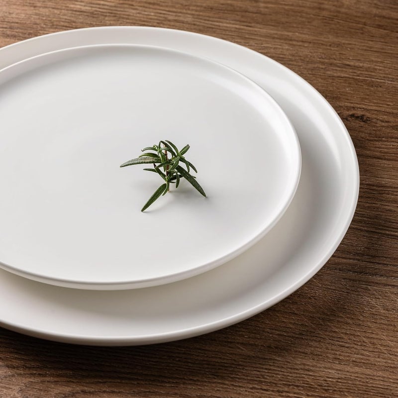 LERATIO Stoneware Dinnerware Sets for 6Handcarft Ceramic Plates and Bowls SetsChip and Scratch Resistant Dishes Dishwasher  Microwave Safe Oven safeReactive GlazeWhite - Image 3