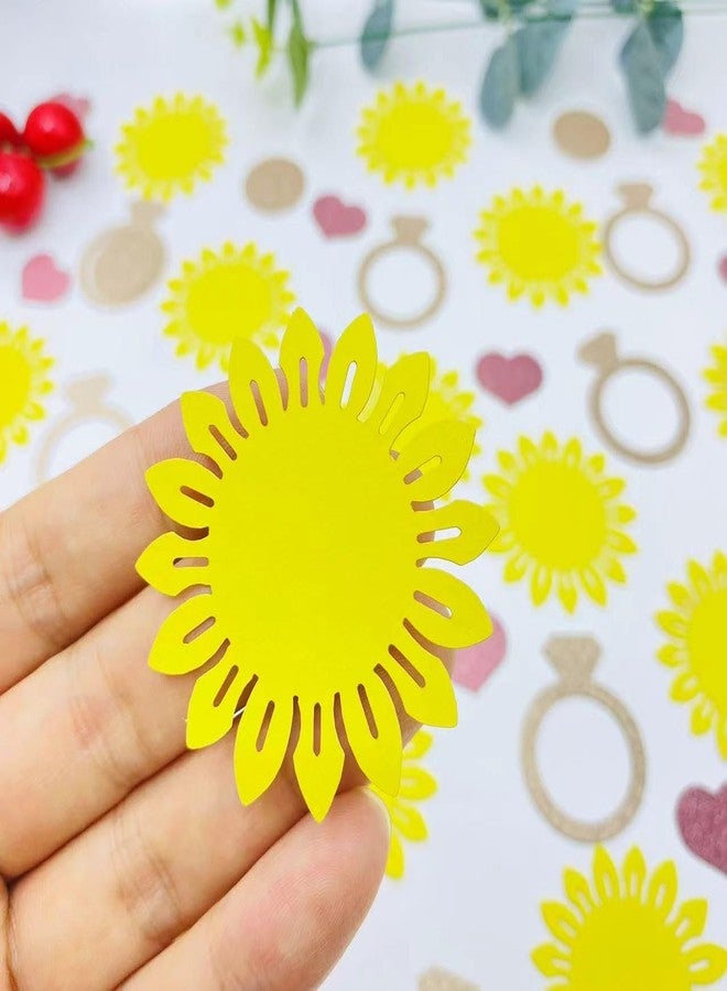 ١٠٠ قطعة من قصاصات ورقية على شكل زهرة عباد الشمس لتزيين الطاولات، ورق لامع ذهبي وأصفر، زينة لحفلات توديع العزوبية للأولاد، زينة لحفلات استقبال المولود، قصاصات ورقية رائعة للحفلات، هدايا مميزة لحفلات الزفاف وأعياد الميلاد. - Image 2