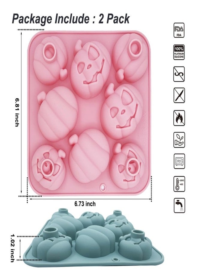 BENEKIY 3D Pumpkin Silicone Molds, 2 Pack Halloween Pumpkin Molds for Aromatherapy Candles Chocolate Pudding Dessert Jelly Handmade Soap Cupcake Topper for Halloween Party Props - Image 2