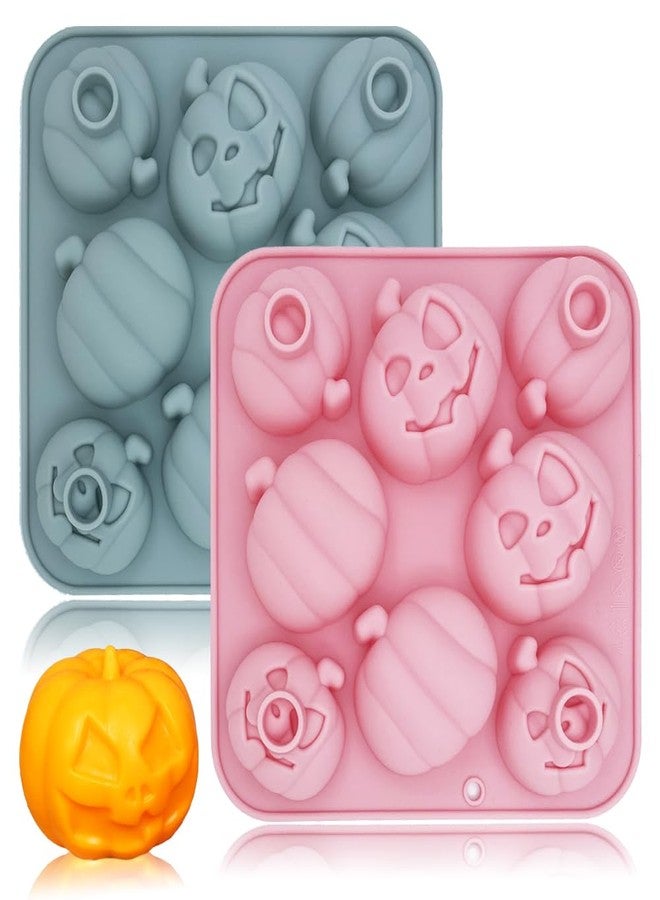 BENEKIY 3D Pumpkin Silicone Molds, 2 Pack Halloween Pumpkin Molds for Aromatherapy Candles Chocolate Pudding Dessert Jelly Handmade Soap Cupcake Topper for Halloween Party Props - Image 1