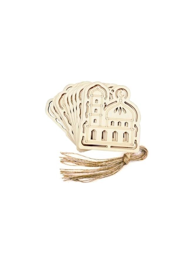 The Bros 10 Pack Wooden Decorative Hanging Ornaments,Decoration Moon Star Wind Light Shape Pendant Ornament with Jute Tassels, Wooden Pendants for Home Living Room Bedroom Decorations (10, style 2) - Image 3