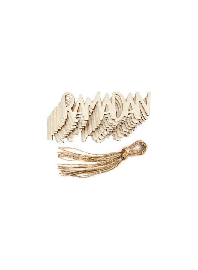 The Bros 10 Pack Wooden Decorative Hanging Ornaments,Decoration Moon Star Wind Light Shape Pendant Ornament with Jute Tassels, Wooden Pendants for Home Living Room Bedroom Decorations (10, style 2) - Image 5