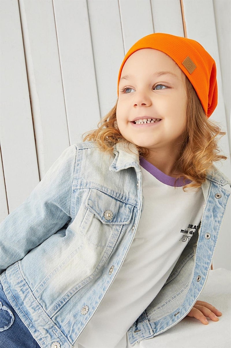 Babygiz Girl's Orange String Hat Beanie Neck Collar Set Cotton Camisole  - Image 4