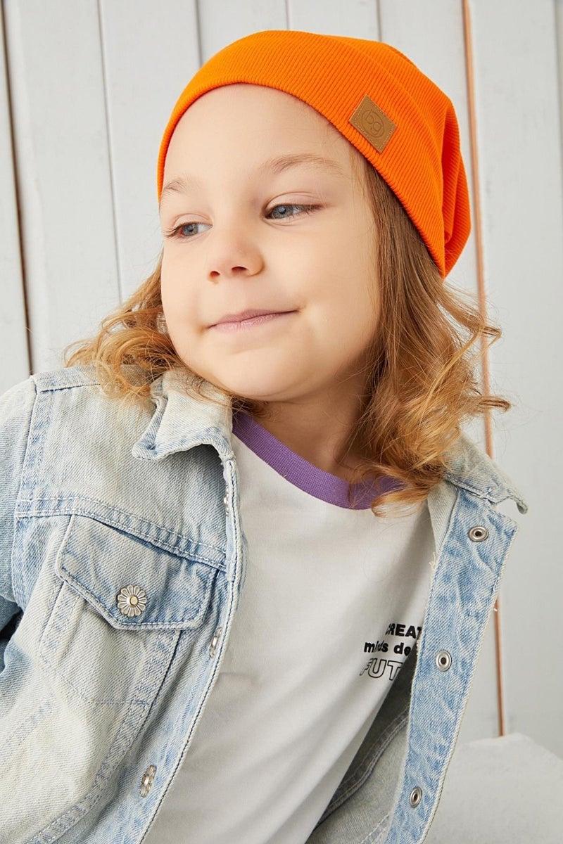Babygiz Girl's Orange String Hat Beanie Neck Collar Set Cotton Camisole  - Image 5