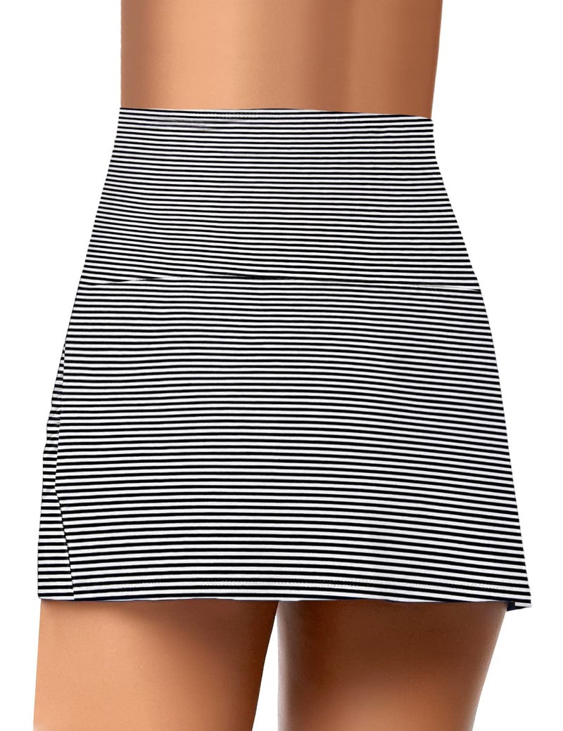 GRAPENT Women's Striped High Waist Tulip Hem Shirring Swim Skirt Bathing Suit Swimwear Swimsuit Bikini Bottom Size Large US 12-14 - Image 2