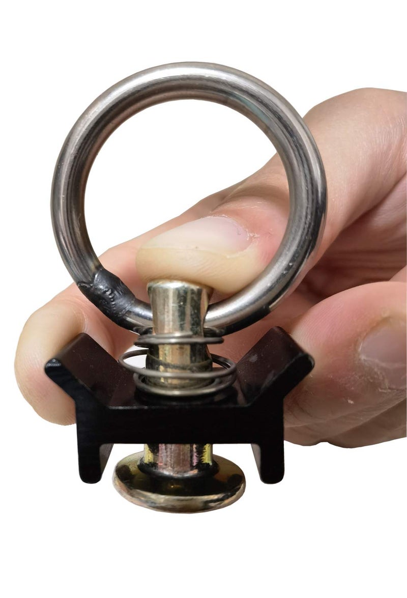 FishYuan 12 Pack Black L Track Single Stud Fitting with Round Ring (L Track Rail is Not Included) - Image 5