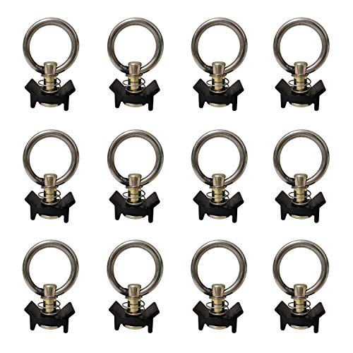 FishYuan 12 Pack Black L Track Single Stud Fitting with Round Ring (L Track Rail is Not Included) - Image 1