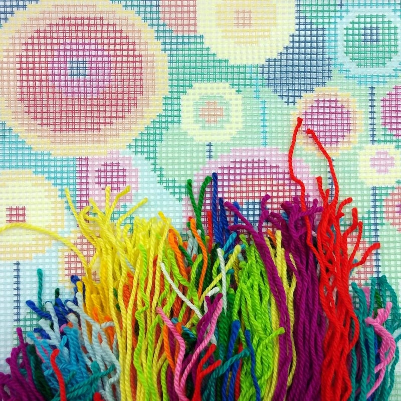 Brvsk Abstract Needlepoint Kit for Adults and Beginners — Dandelions 16″ × 16″ with Clear, Precise Printed Design on Cotton Canvas; Includes 2 Needles, Yarn, and Easy-Read Chart - Image 3