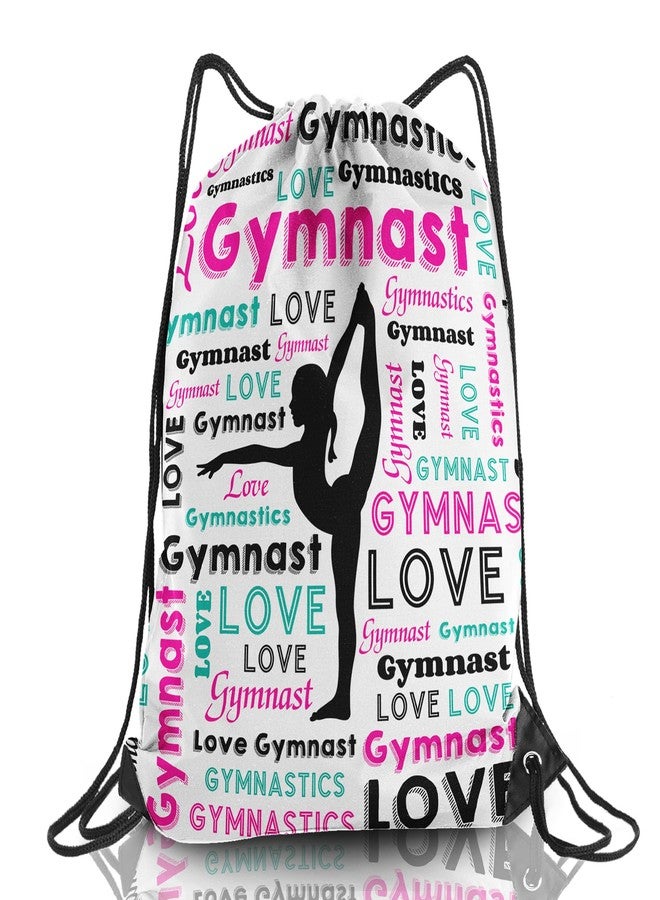 HJKLONE Gymnastics Drawstring Backpack - Team Gifts Bag (White, 1Pcs) - Image 1