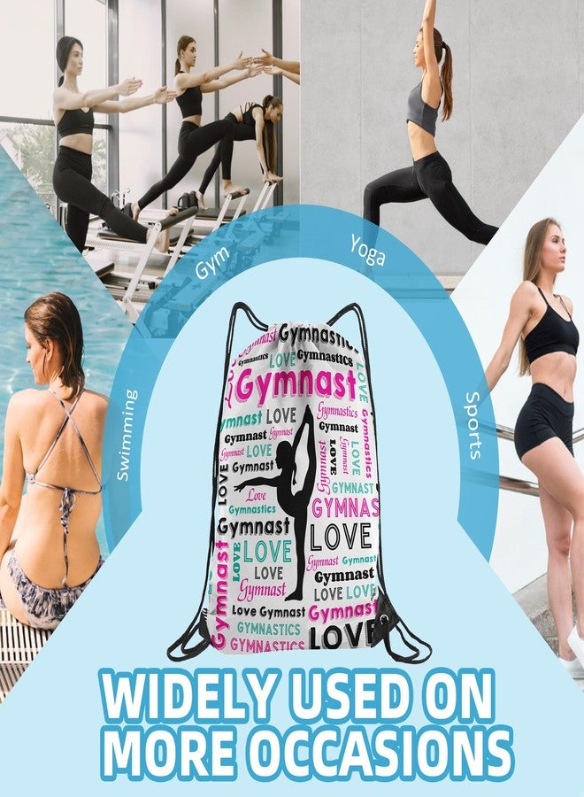 HJKLONE Gymnastics Drawstring Backpack - Team Gifts Bag (White, 1Pcs) - Image 4