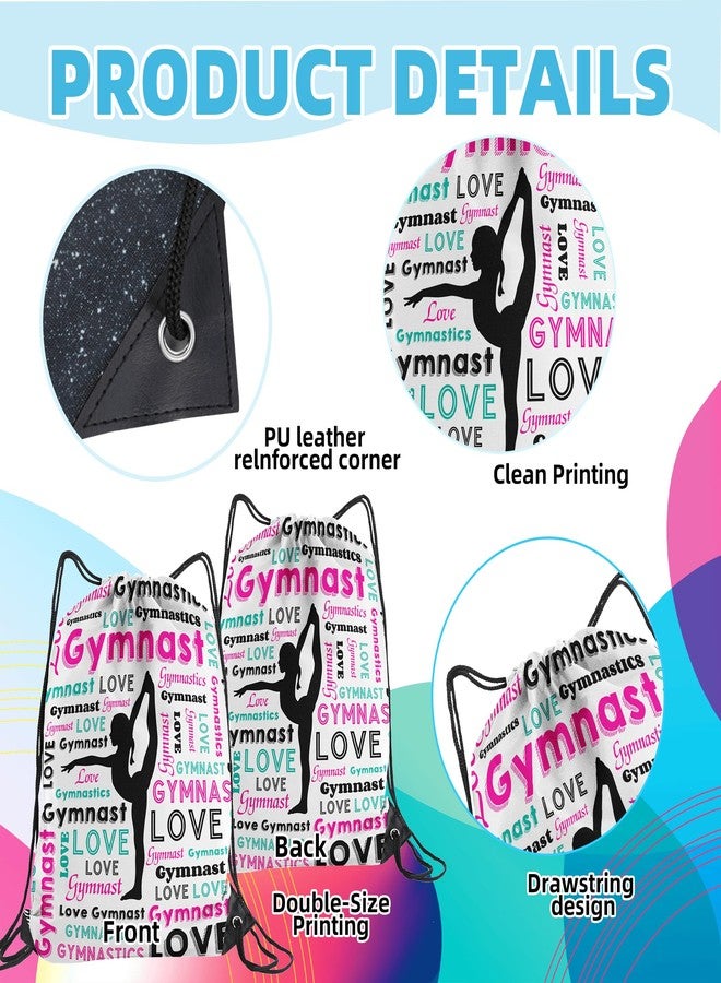HJKLONE Gymnastics Drawstring Backpack - Team Gifts Bag (White, 1Pcs) - Image 2