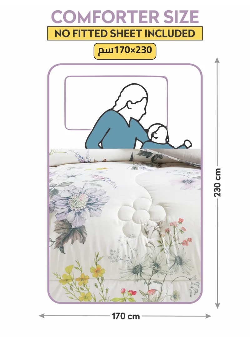 Donetella Bedding Comforter Set, twin Size 170x230 cm - 2-Pcs Digital Print Quilted Bed Set, Microfiber Fabric - 1 Comforter, 1 Pillow Shams.