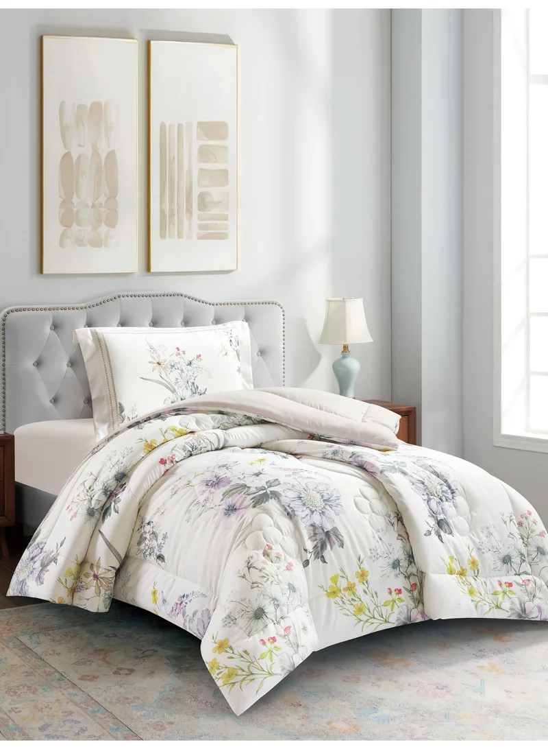Donetella Bedding Comforter Set, twin Size 170x230 cm - 2-Pcs Digital Print Quilted Bed Set, Microfiber Fabric - 1 Comforter, 1 Pillow Shams.