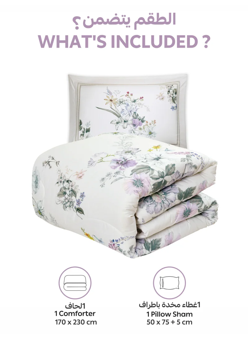 Donetella Bedding Comforter Set, twin Size 170x230 cm - 2-Pcs Digital Print Quilted Bed Set, Microfiber Fabric - 1 Comforter, 1 Pillow Shams.