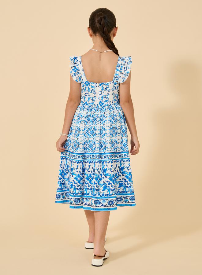 Styli Styli All Over Print Ruffled Sleeves Dress - Image 5
