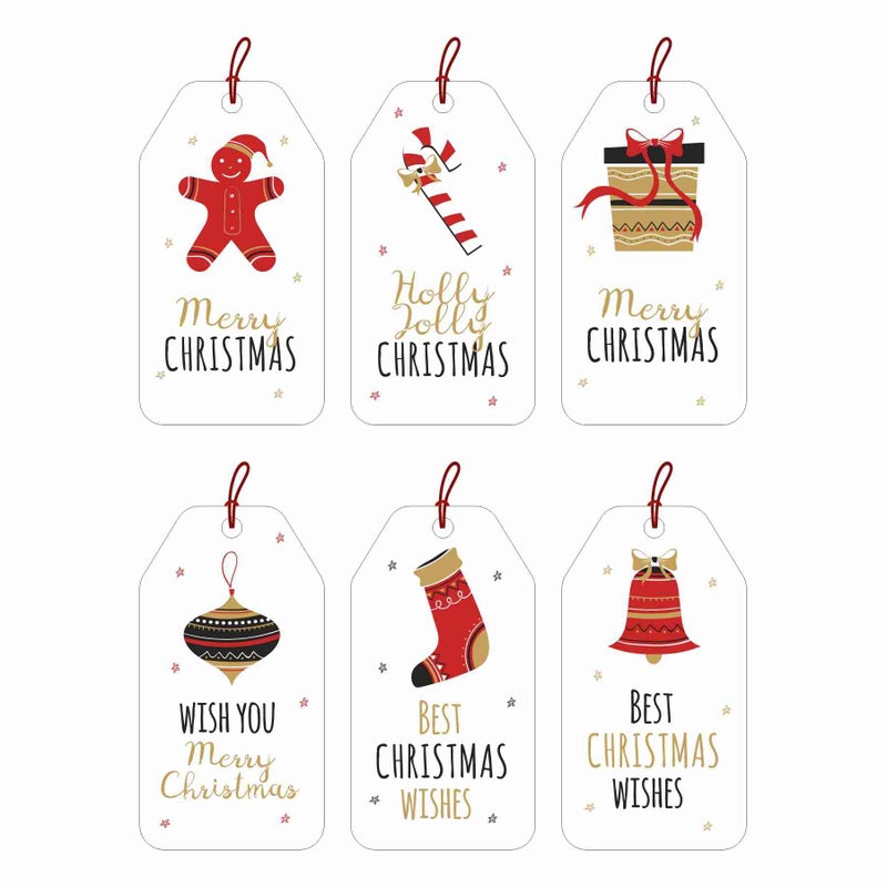 PrettyurParty PRETTY UR PARTY Christmas Gift Tags with String, 30 PCS Christmas Tags for Gifts, Gift Tags for Festive Gifts, hampers, Printed Colorful Xmas Gift Tags for Gift Wrapping and Label Packaging - Image 1
