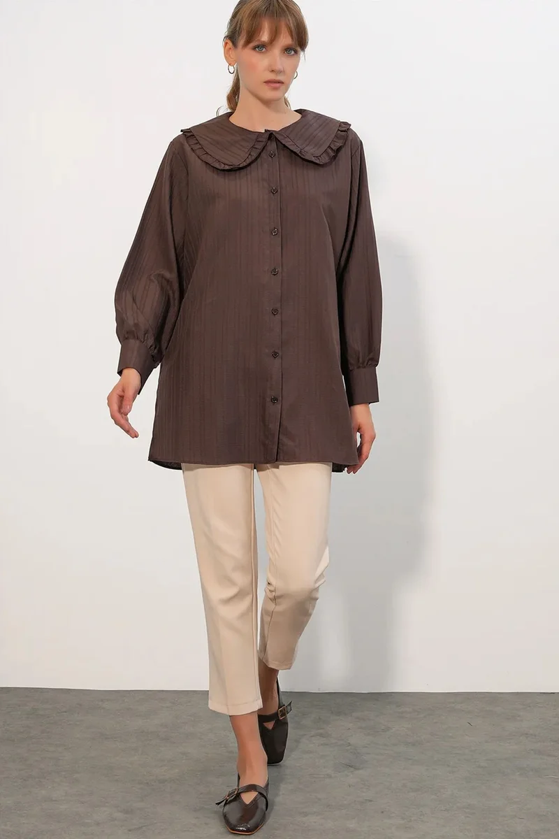 بيغ دارت BDART Long-sleeve Textured Shirt With Baby Collar