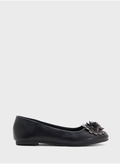 ELLA Oversized Diamante Floral Trim Ballerina  - Image 1