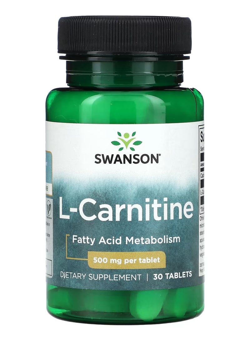 Swanson, L-Carnitine, 500 mg, 30 Tablets