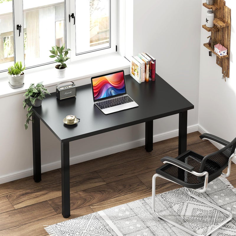 Need Small Desk, 31.5 inch Sturdy Writing Desk for Small Spaces, Computer Desk Teens Desk Study Table Laptop Desk Home Office, Black Metal Frame, Black - Image 2