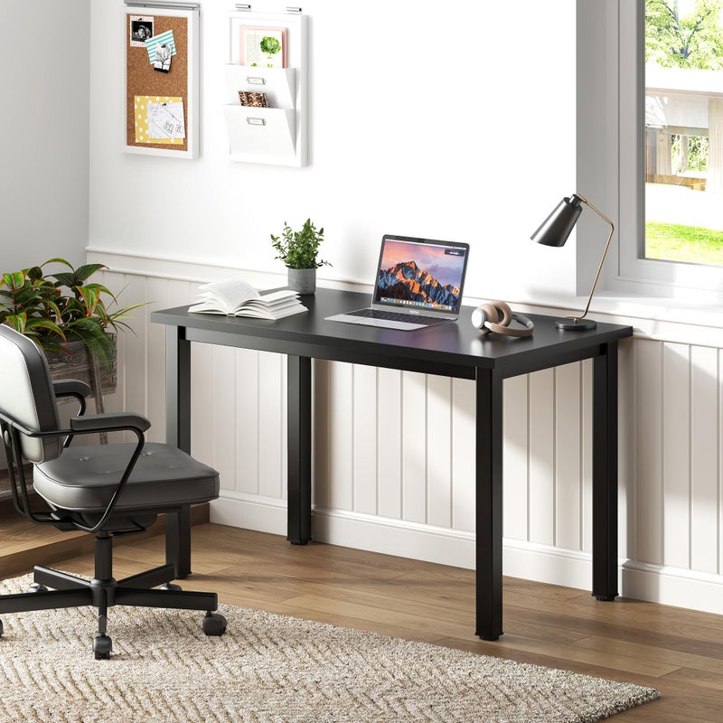 Need Small Desk, 31.5 inch Sturdy Writing Desk for Small Spaces, Computer Desk Teens Desk Study Table Laptop Desk Home Office, Black Metal Frame, Black - Image 3