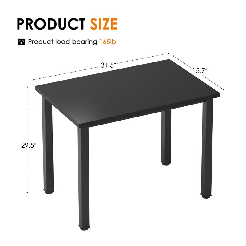 Need Small Desk, 31.5 inch Sturdy Writing Desk for Small Spaces, Computer Desk Teens Desk Study Table Laptop Desk Home Office, Black Metal Frame, Black - Image 4