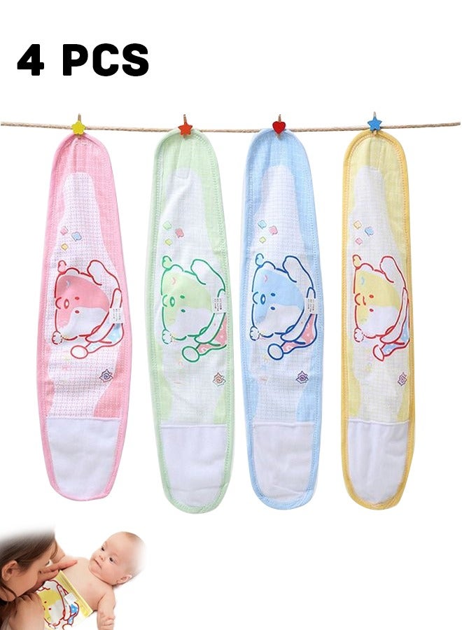 Realfrog 4 PcsBaby belly strap- Cartoon Baby Belly Band Infant Umbilical Hernia Belt Baby Belly Belt Newborn Infant Belly Wrap Newborn Belly Binder (Yellow Green Blue Pink) - Image 1