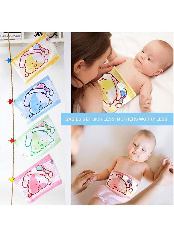Realfrog 4 PcsBaby belly strap- Cartoon Baby Belly Band Infant Umbilical Hernia Belt Baby Belly Belt Newborn Infant Belly Wrap Newborn Belly Binder (Yellow Green Blue Pink) - Image 5
