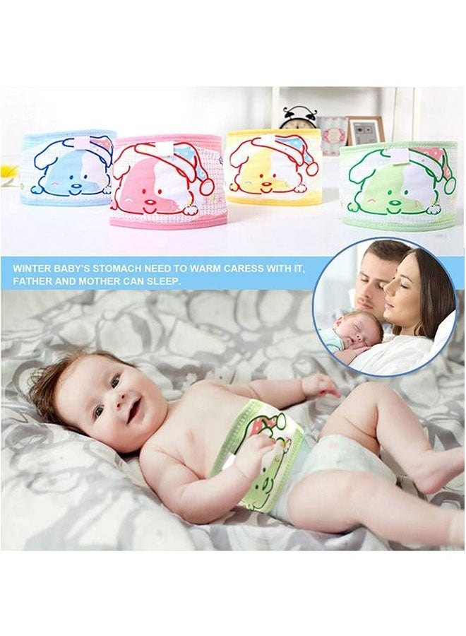 Realfrog 4 PcsBaby belly strap- Cartoon Baby Belly Band Infant Umbilical Hernia Belt Baby Belly Belt Newborn Infant Belly Wrap Newborn Belly Binder (Yellow Green Blue Pink) - Image 2