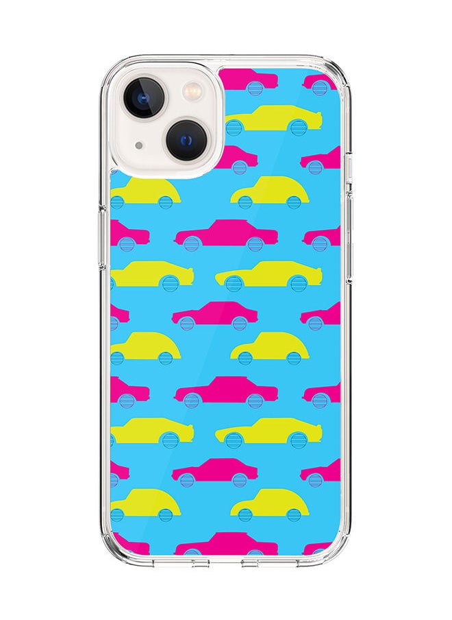 Stylizedd Classic Clear Case for Apple iPhone 14 Hybrid Soft Case Flexible Edges Anti Drop TPU PC Gel Thin Transparent Cover [ Designed for Apple iPhone 14 ] - Moving Cars Full Print  - Image 1