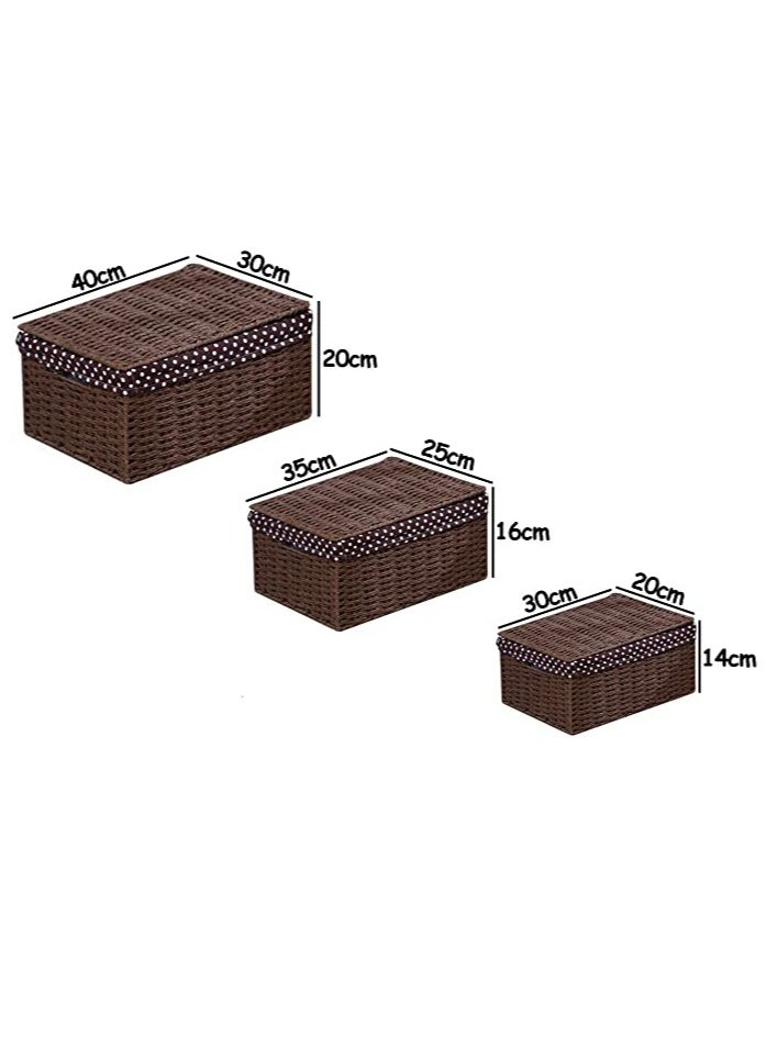 HOME TASTE TOMSUN Set of 3 Decorative Woven Storage Baskets Nesting Organizer Bins for Bedroom Shelves, and Home Decor  - Image 2