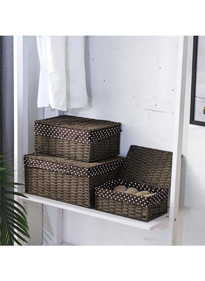 HOME TASTE TOMSUN Set of 3 Decorative Woven Storage Baskets Nesting Organizer Bins for Bedroom Shelves, and Home Decor  - Image 3