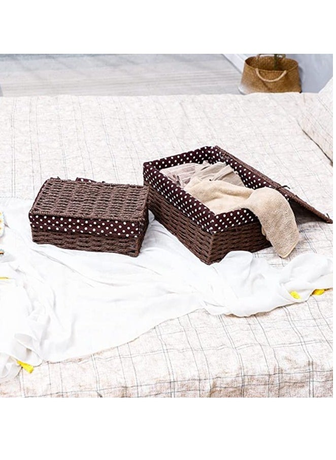 HOME TASTE TOMSUN Set of 3 Decorative Woven Storage Baskets Nesting Organizer Bins for Bedroom Shelves, and Home Decor  - Image 5