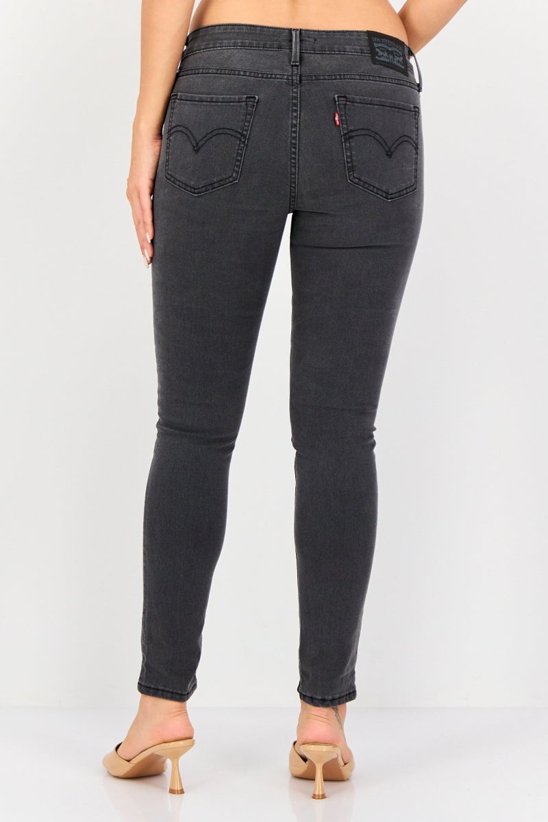 Levi's جينز نسائي ضيق مغسول قابل للتمدد 711، رمادي - Image 3