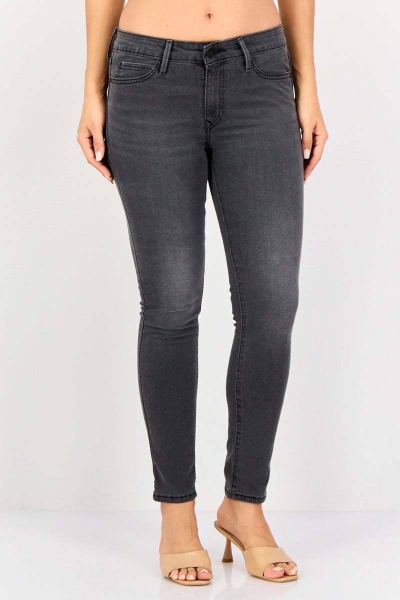 Levi's جينز نسائي ضيق مغسول قابل للتمدد 711، رمادي - Image 1