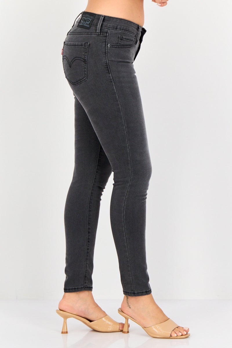 Levi's جينز نسائي ضيق مغسول قابل للتمدد 711، رمادي - Image 4