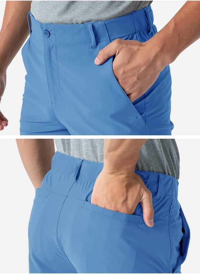 Rdruko Men's Stretch Golf Shorts Dry Fit 9 Inch Inseam Work Casual Dress Shorts with Pockets(Lake Blue, US 34)  - Image 3
