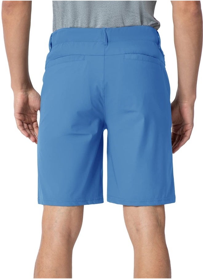 Rdruko Men's Stretch Golf Shorts Dry Fit 9 Inch Inseam Work Casual Dress Shorts with Pockets(Lake Blue, US 34)  - Image 1