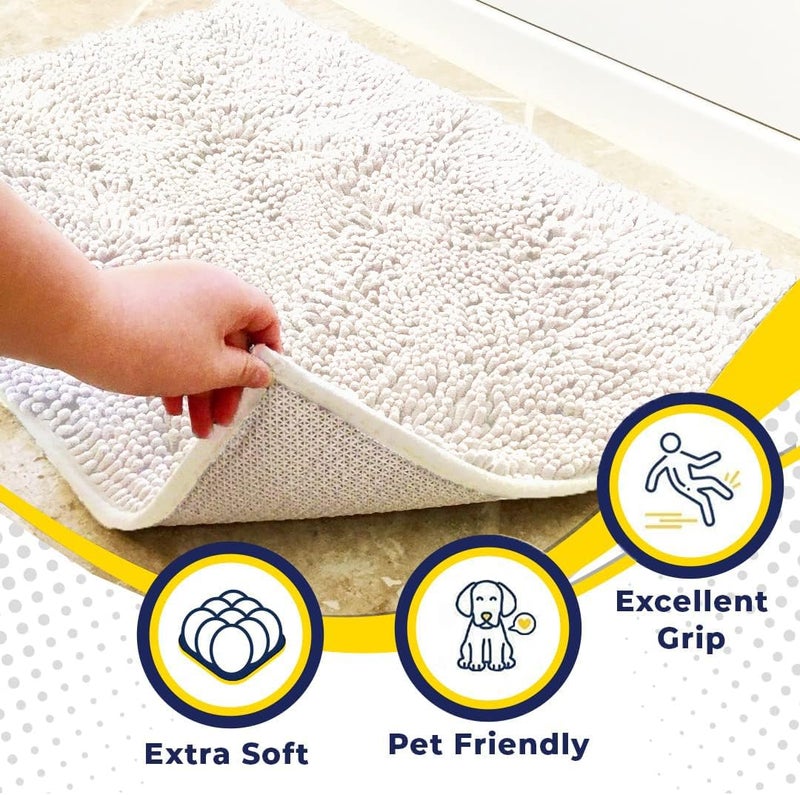 Muddy MatÂ® | Super Absorbent Door Mat Indoor, Microfiber Quick Dry Chenille Entryway Rug, Non-Slip Front Door Mat, Indoor Mats for Entryway, Machine Washable Pet Rug, White 28"x18" - Image 2