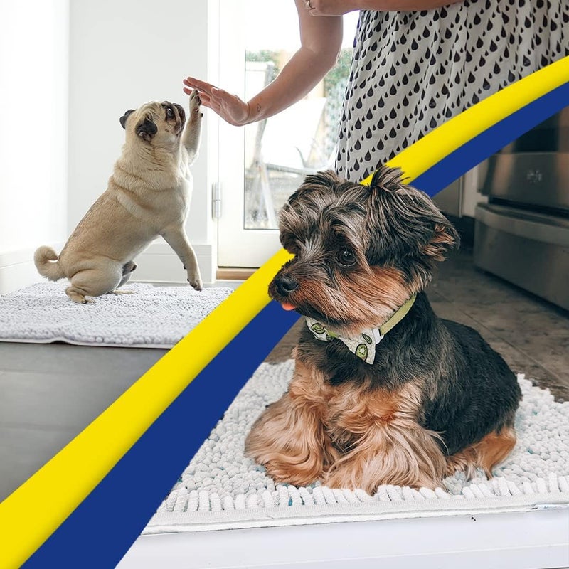 Muddy MatÂ® | Super Absorbent Door Mat Indoor, Microfiber Quick Dry Chenille Entryway Rug, Non-Slip Front Door Mat, Indoor Mats for Entryway, Machine Washable Pet Rug, White 28"x18" - Image 3